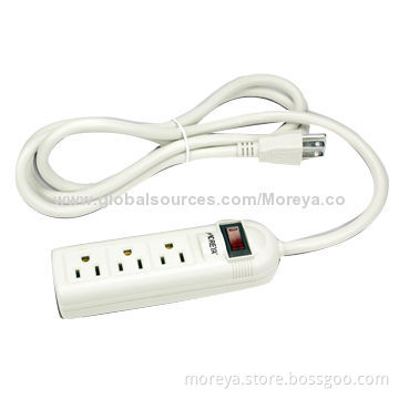 America Standard Power Strip with 3 Socket Outlets, 1.8m Extension Cord, Surge & Overload Protector